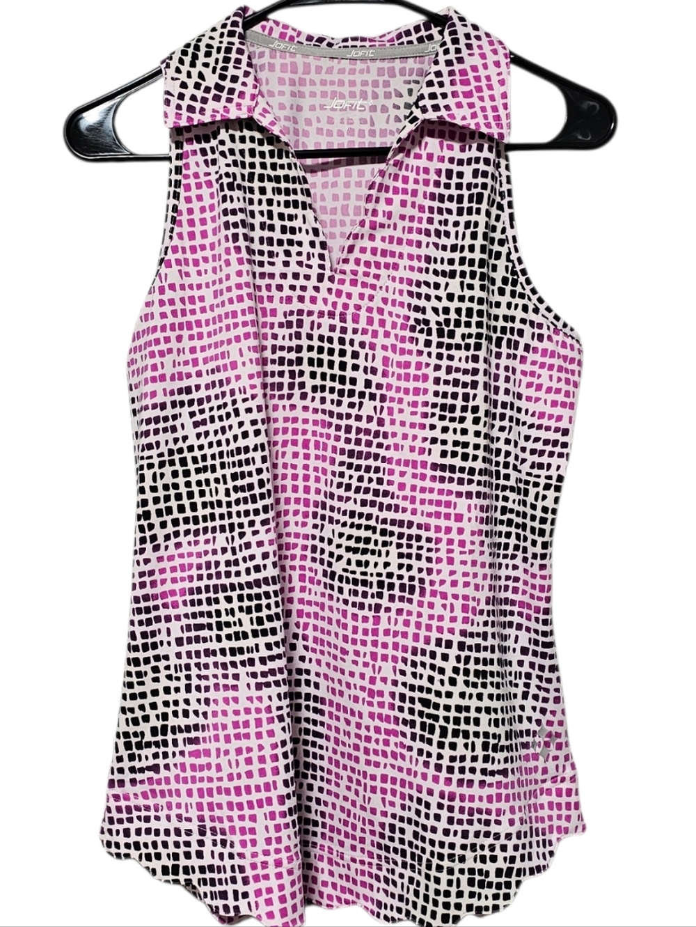 Jofit Women's Patterned Sleeveless Poly Blend Performance Top Size M